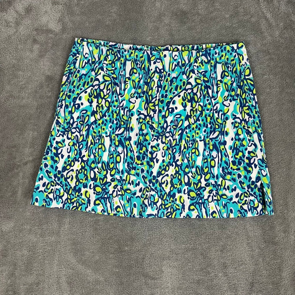 Lilly Pulitzer Ella‎ Skort Womens 00 Sea Blue Print Coastal Beachy Preppy